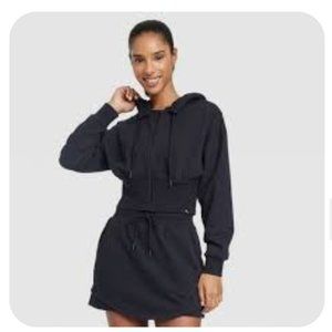 Gently Worn Women's Full Zip French Terry Cropped Hooded Sweatshirt JoyLab